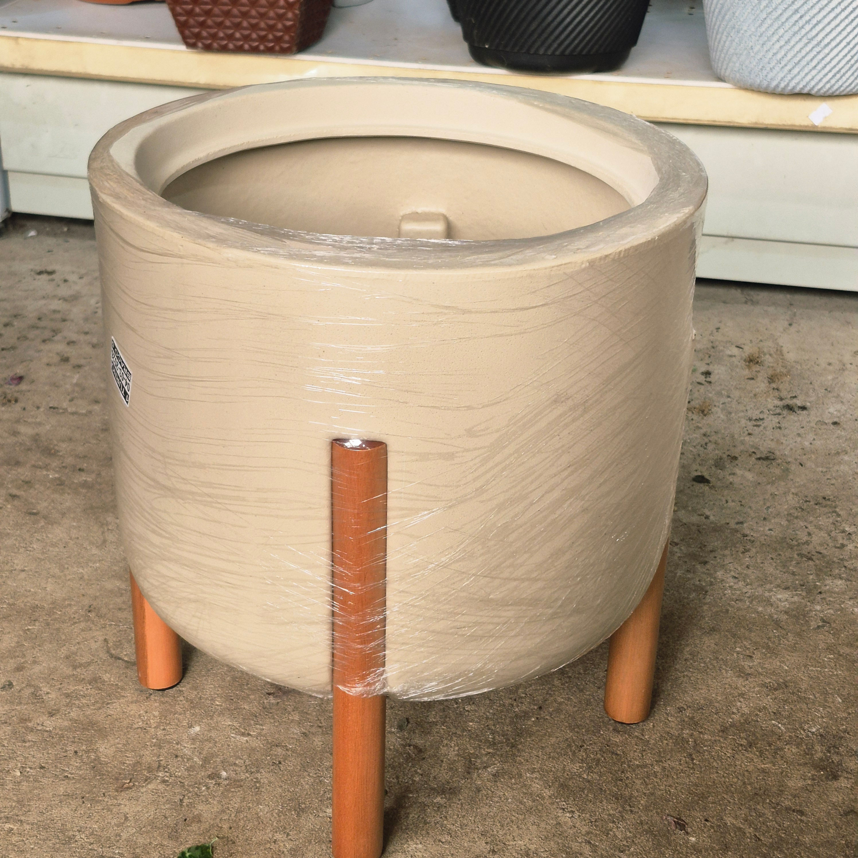 Vaso Decorativo Minarte com Suporte de Madeira