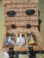 3 types of honey in a wicker gift basket