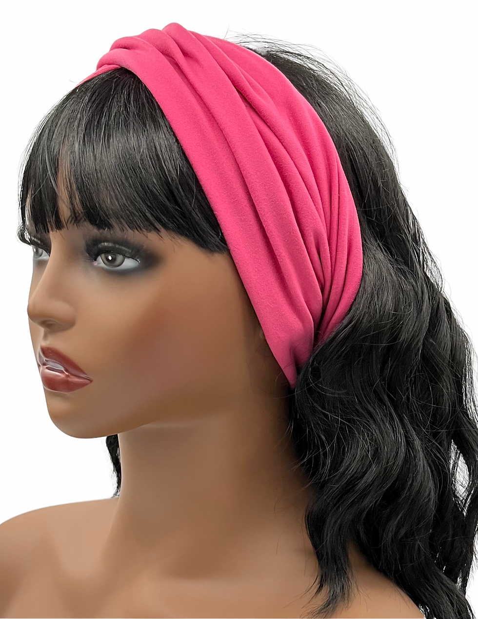 Thumbnail: Hot Pink Wide Crossover Headband, Boho Headband, Workout Headband, Loc Wrap