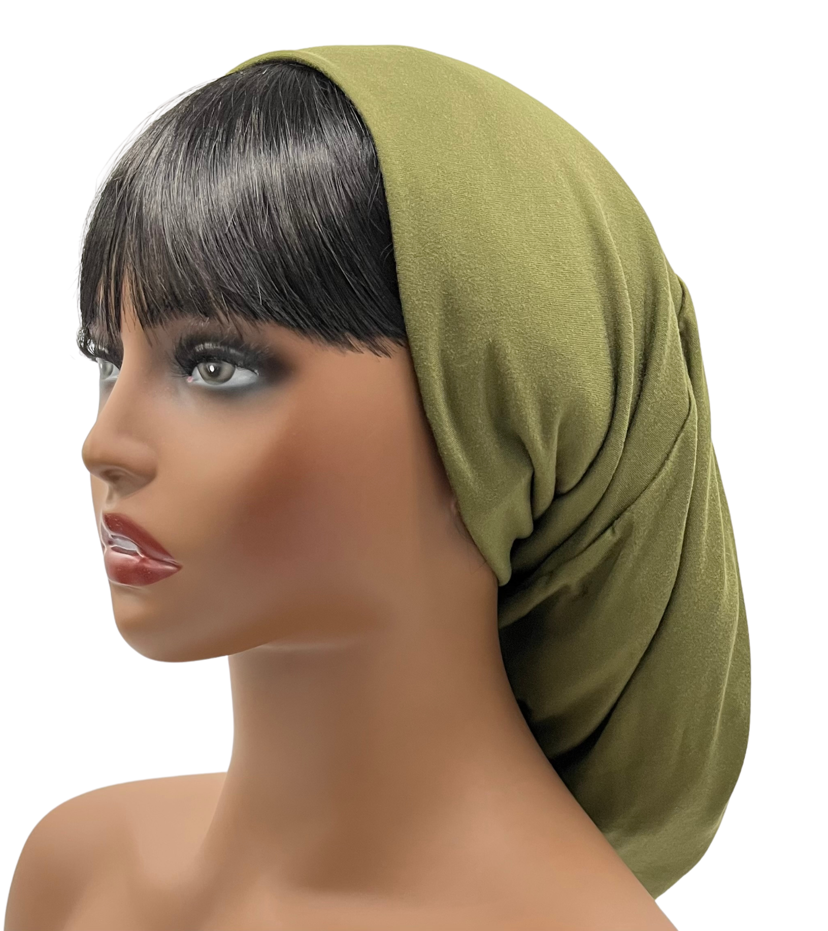 Olive Green Beanie, Long Beanie, Stretch Beanie, Slouchy Beanie, Beanie Hat
