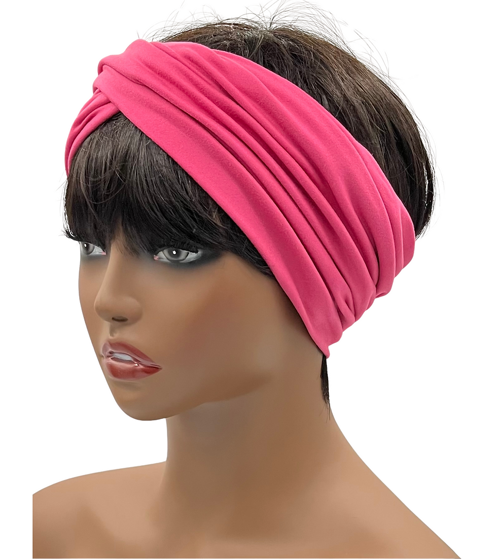 Hot Pink Wide Crossover Headband, Boho Headband, Workout Headband, Loc Wrap