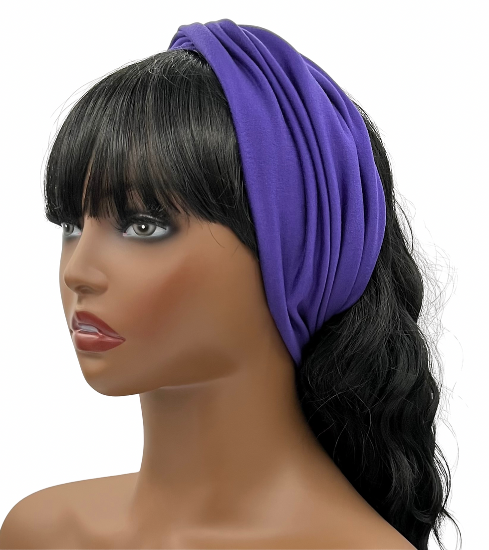 Thumbnail: Purple Wide Crossover Headband, Boho Headband, Workout Headband, Head Wrap