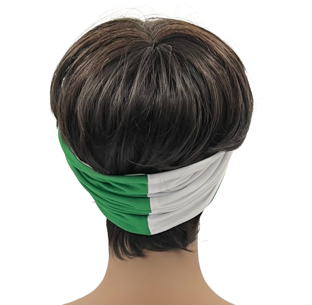 Thumbnail: Green/White Wide Crossover Headband, Boho Headband, Workout Headband