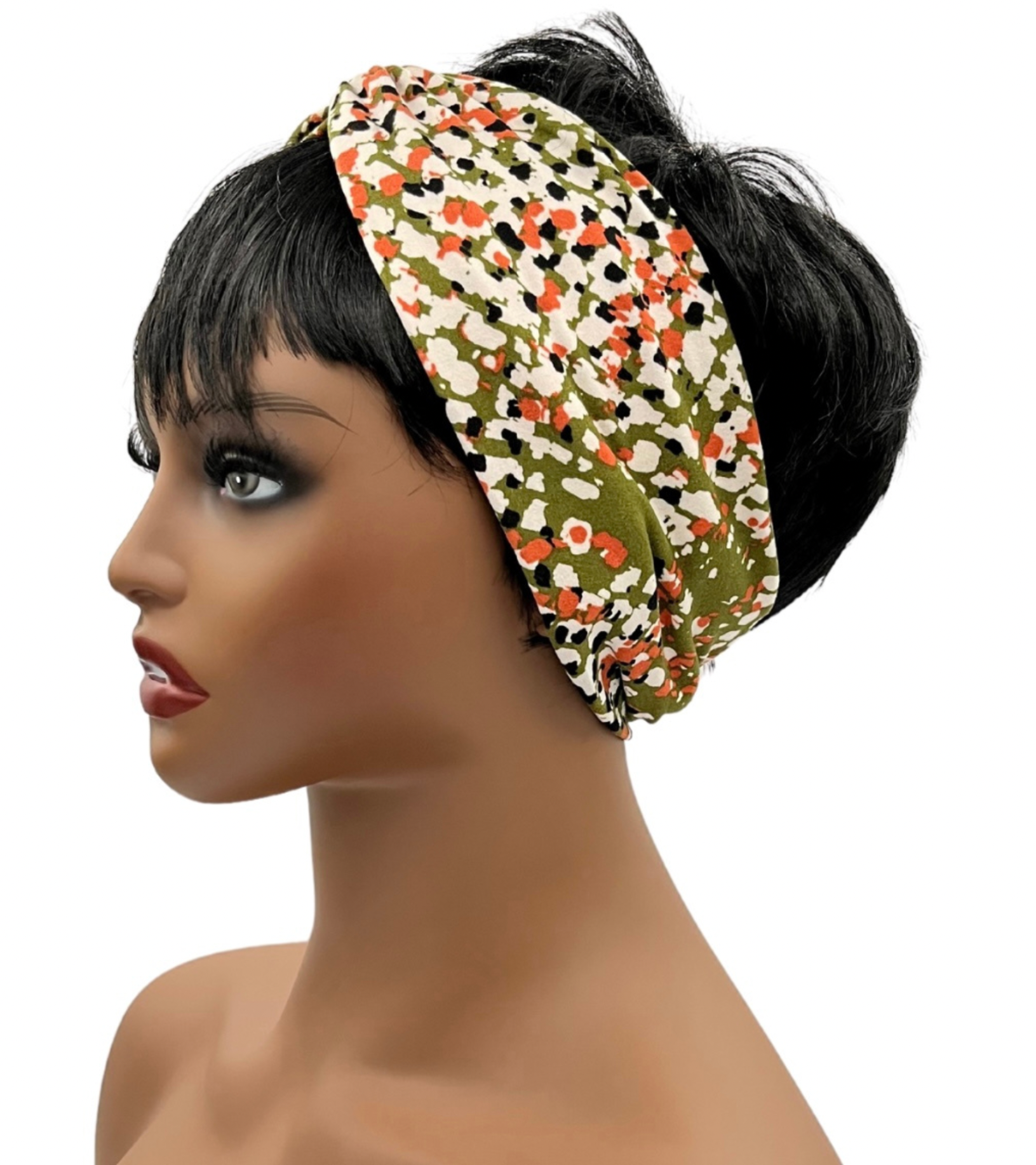 Olive Green Abstract Knotted Headband, Boho Headband for Exercise & Yoga