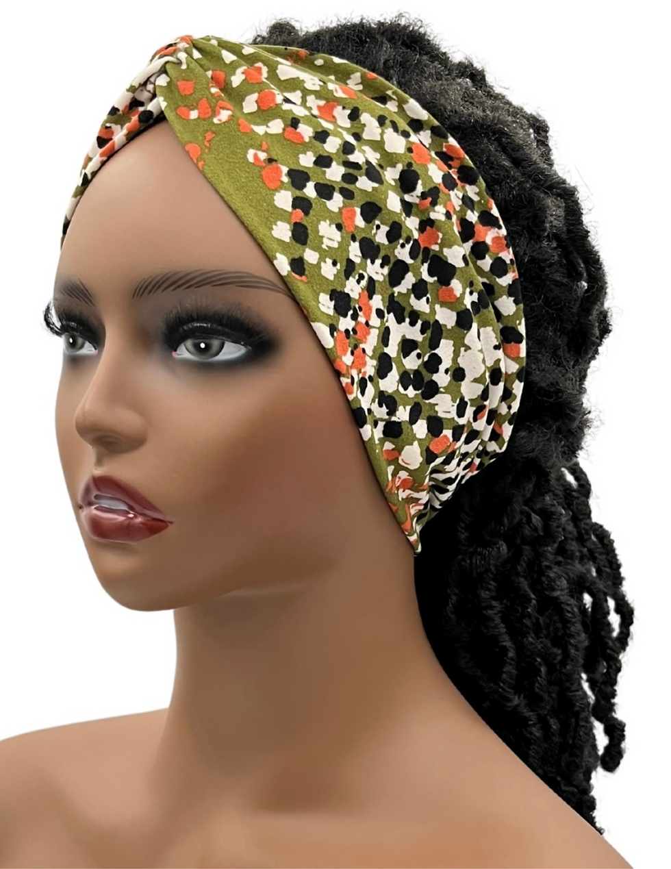 Thumbnail: Olive Green Abstract Knotted Headband, Boho Headband for Exercise & Yoga