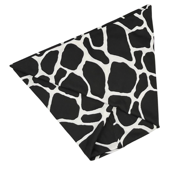Thumbnail: Black Cow Spot Wide Crossover Headband, Boho Headband, Loc Wrap