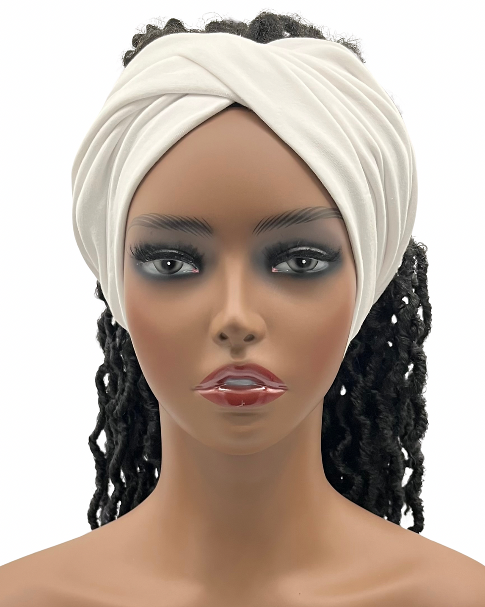 Thumbnail: White Wide Crossover Headband, Boho Headband, Workout Headband, Loc Wrap