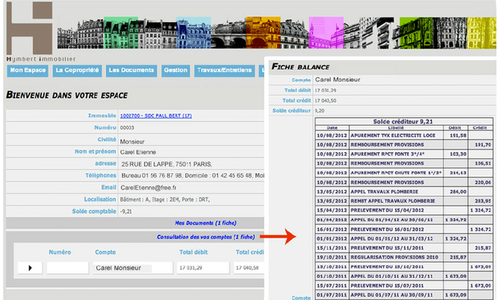 La situation de votre compte — capture de l’espace client