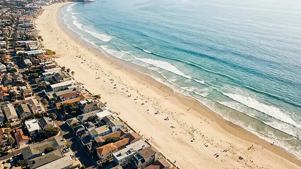 La Jolla Shores vacation rental neighborhood aerial view showing beach access and coastal homes