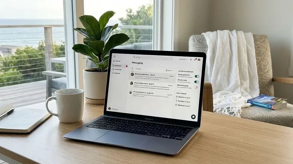 Automated messaging for vacation rental dashboard showing guest communication triggers