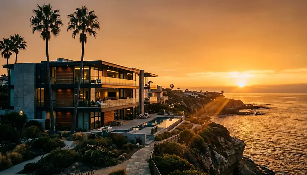Modern San Diego waterfront property at sunset representing property management software comparison guide for vacation rental revenue optimization