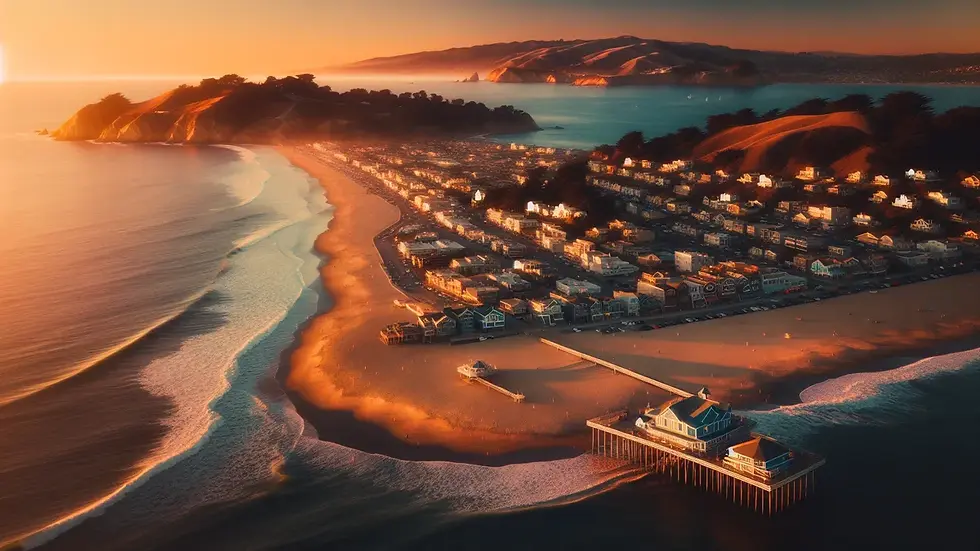 Vacation rental Mission Beach CA aerial view showing oceanfront and bayfront peninsula