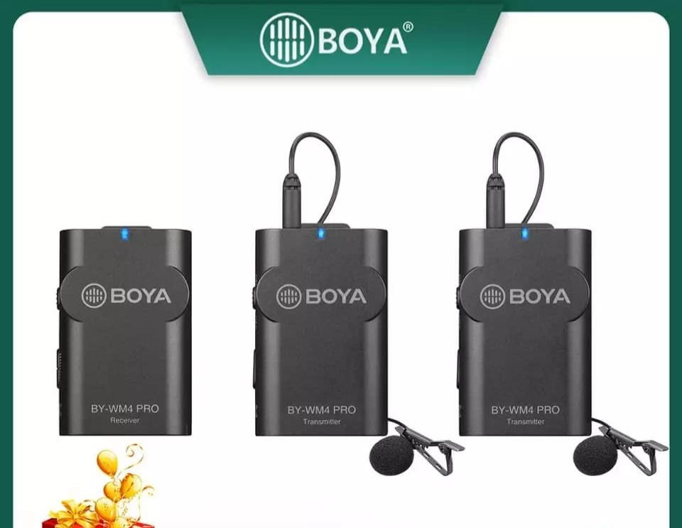 BOYA-WM4 Pro Kit 2 Wireless Condenser Microphone Lavalier Lapel