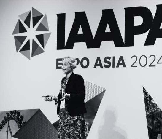 Peta Wittig presenting at IAAPA Expo Asia 2024