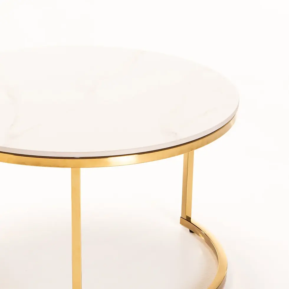 Thumbnail: GIO SET OF 2 STONE TOP COFFEE TABLE - GOLD LEG