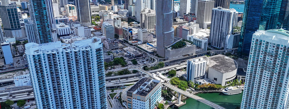 Wind Brickell aerial view Brickell skyline Biscayne Bay downtown Miami