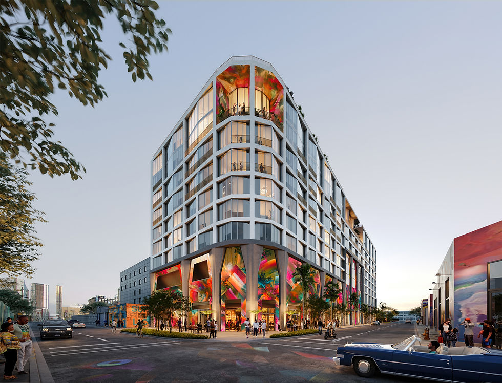 Exterior architecture of The Cloud One Residences Wynwood condominium building in Miami’s Wynwood district
