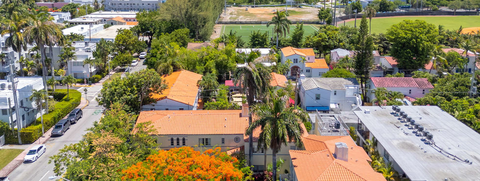 Low Aerial View at EVA Condo, 1450 Meridian Ave, South Beach, Miami Beach