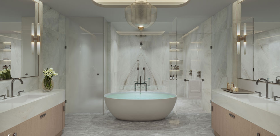 Spa-inspired primary bathroom at Sage Intracoastal Residences Fort Lauderdale