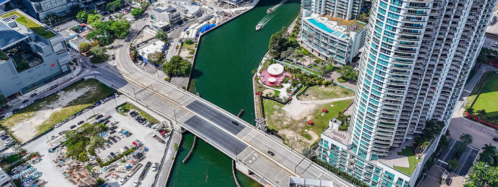 Wind Brickell aerial wide Brickell neighborhood Miami River