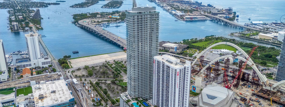 Aerial View with Biscayne Bay at Casa Bella Residences, 1400 Biscayne Blvd, Miami