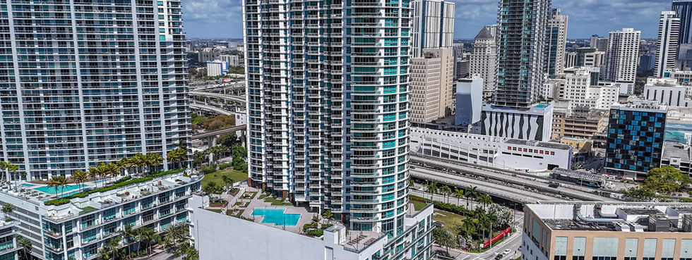 Wind Brickell aerial downtown Miami Biscayne Bay