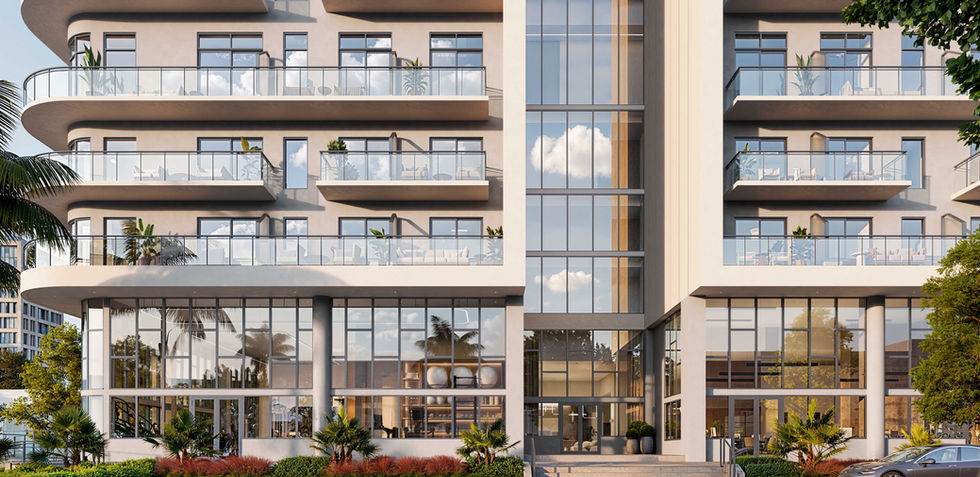 Mid-level residences at NoBe PARC Miami Beach showing private terraces and floor-to-ceiling windows