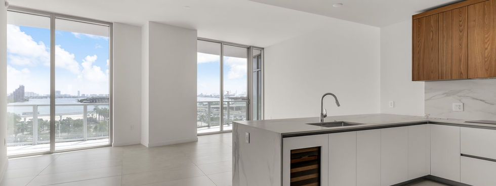 Living Room and Kitchen at Casa Bella Residences 706, 1400 Biscayne Blvd, Miami