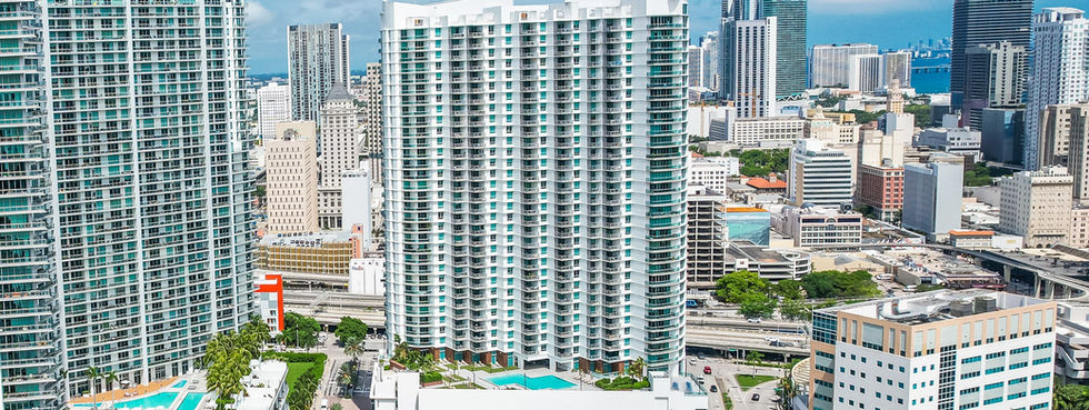 Wind Brickell aerial view downtown Miami Biscayne Bay