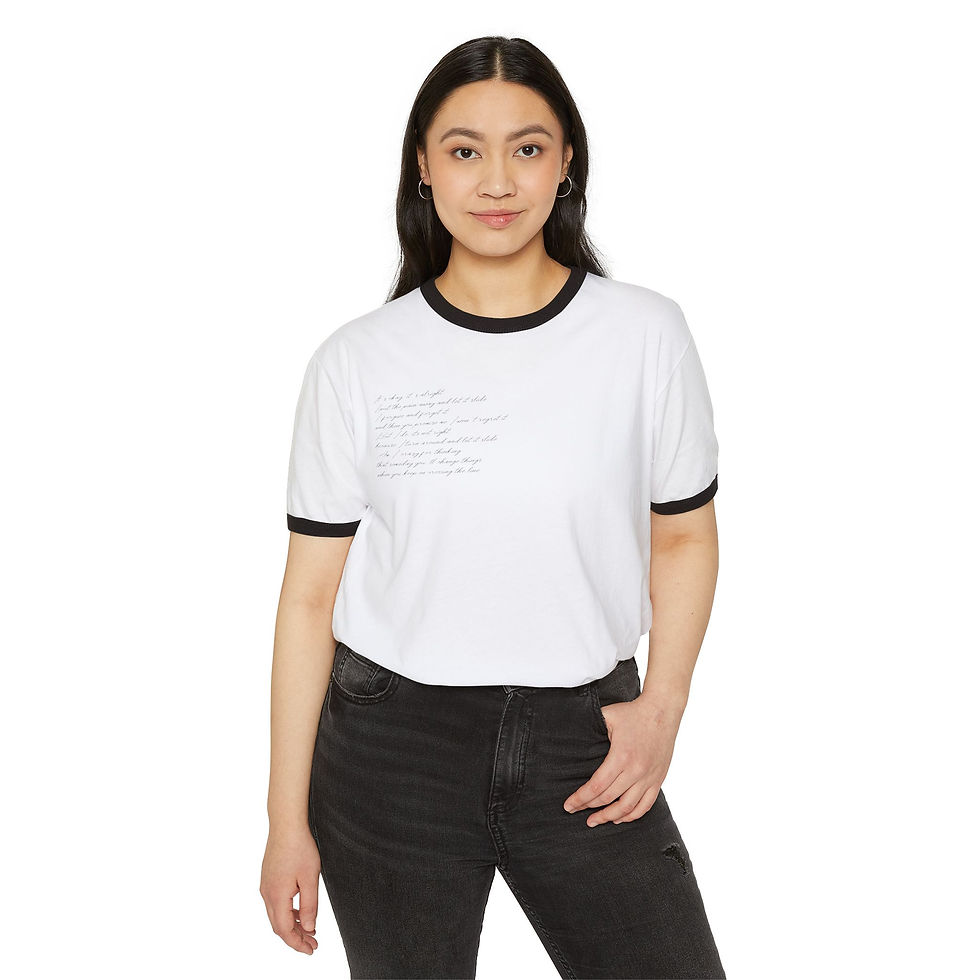 Thumbnail: LET IT SLIDE Lyric - Unisex Cotton Ringer T-Shirt by Nikki Flores