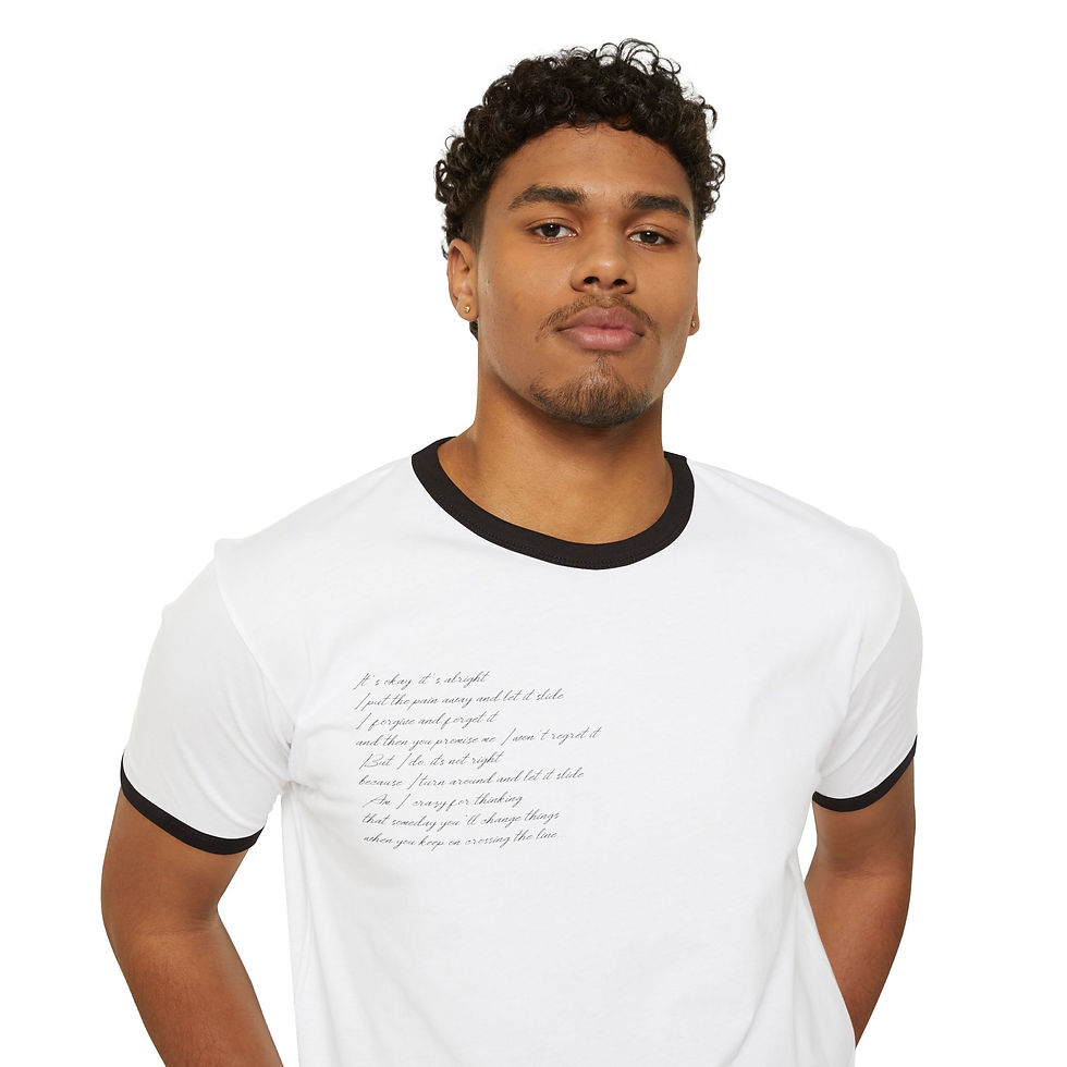 Thumbnail: LET IT SLIDE Lyric - Unisex Cotton Ringer T-Shirt by Nikki Flores