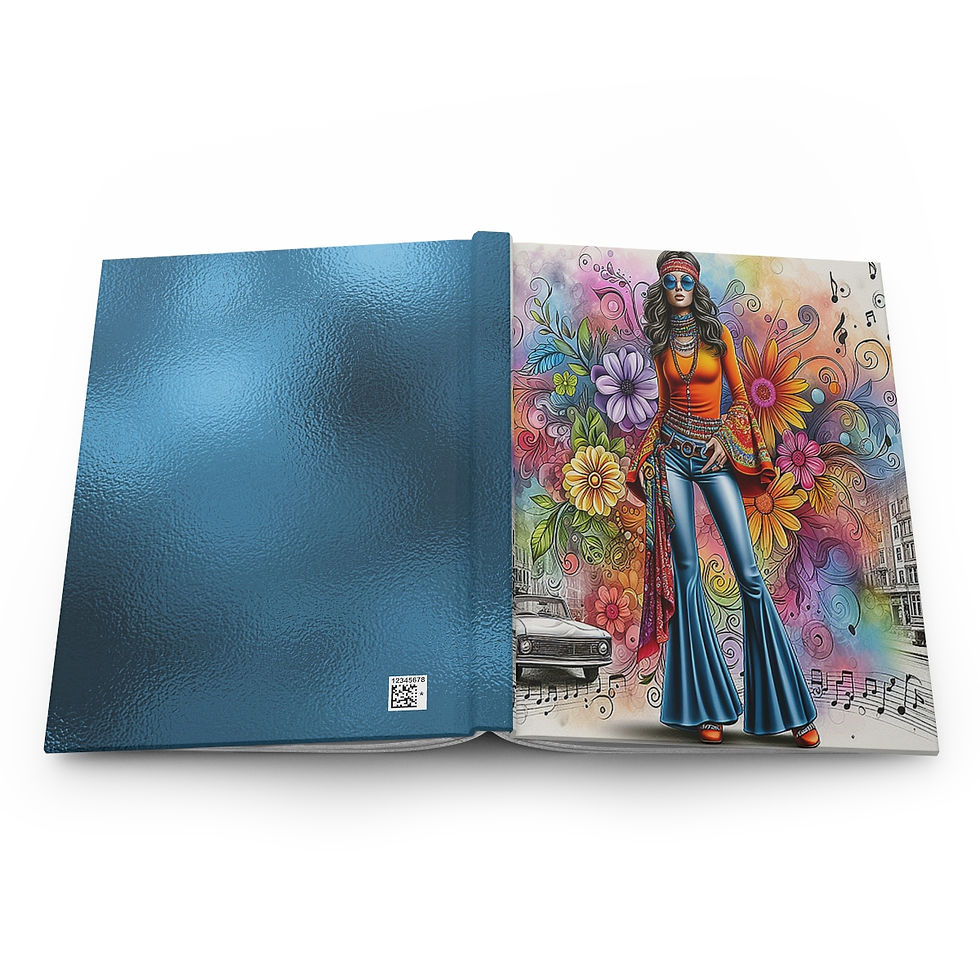 Thumbnail: 70's Vibe Lady in Orange Shirt Hardcover Journal Matte