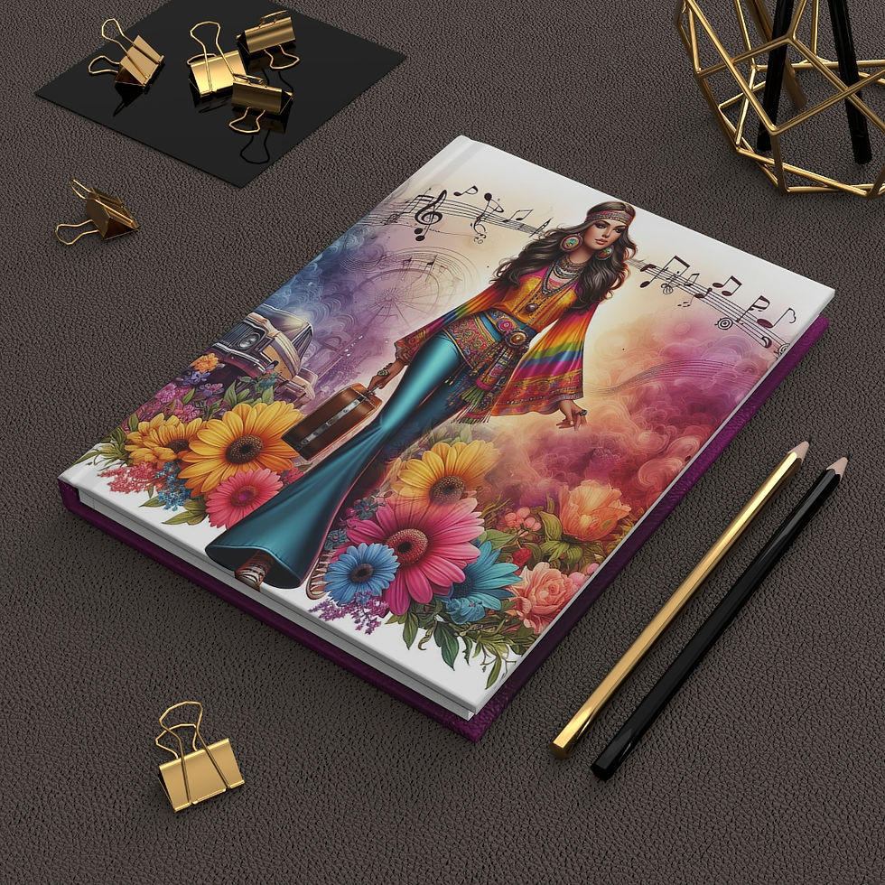 Thumbnail: 70's Vibe Lady with a Suitcase Hardcover Journal Matte