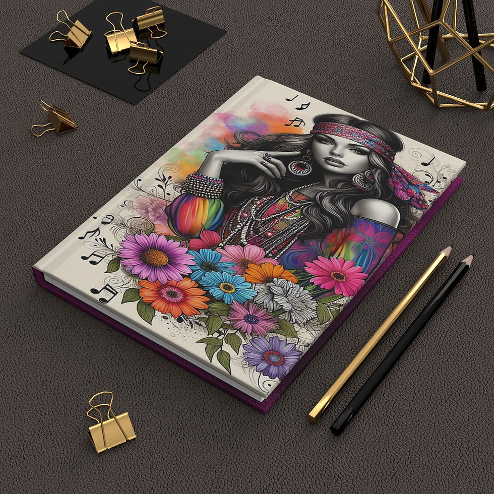 Thumbnail: 70's Vibe Lady with Purple Bandanna Hardcover Journal Matte