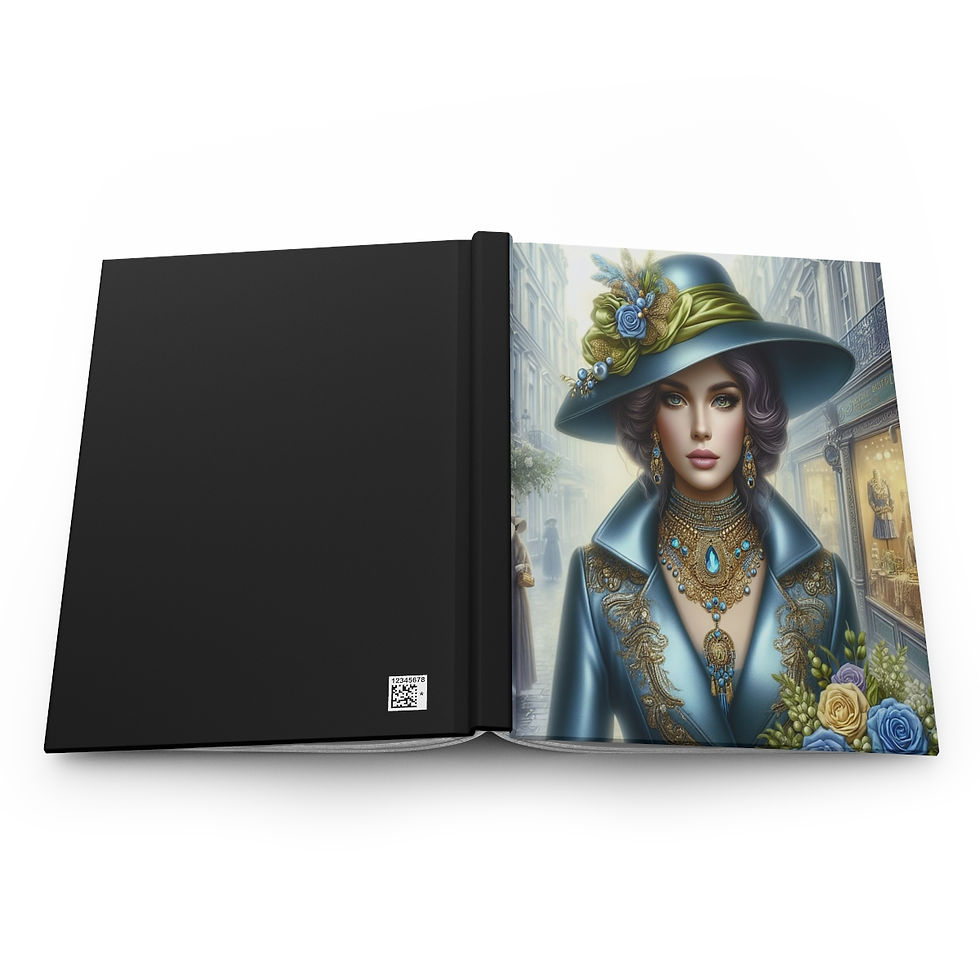 Thumbnail: Lady with Blue and Green Hat Hardcover Journal Matte
