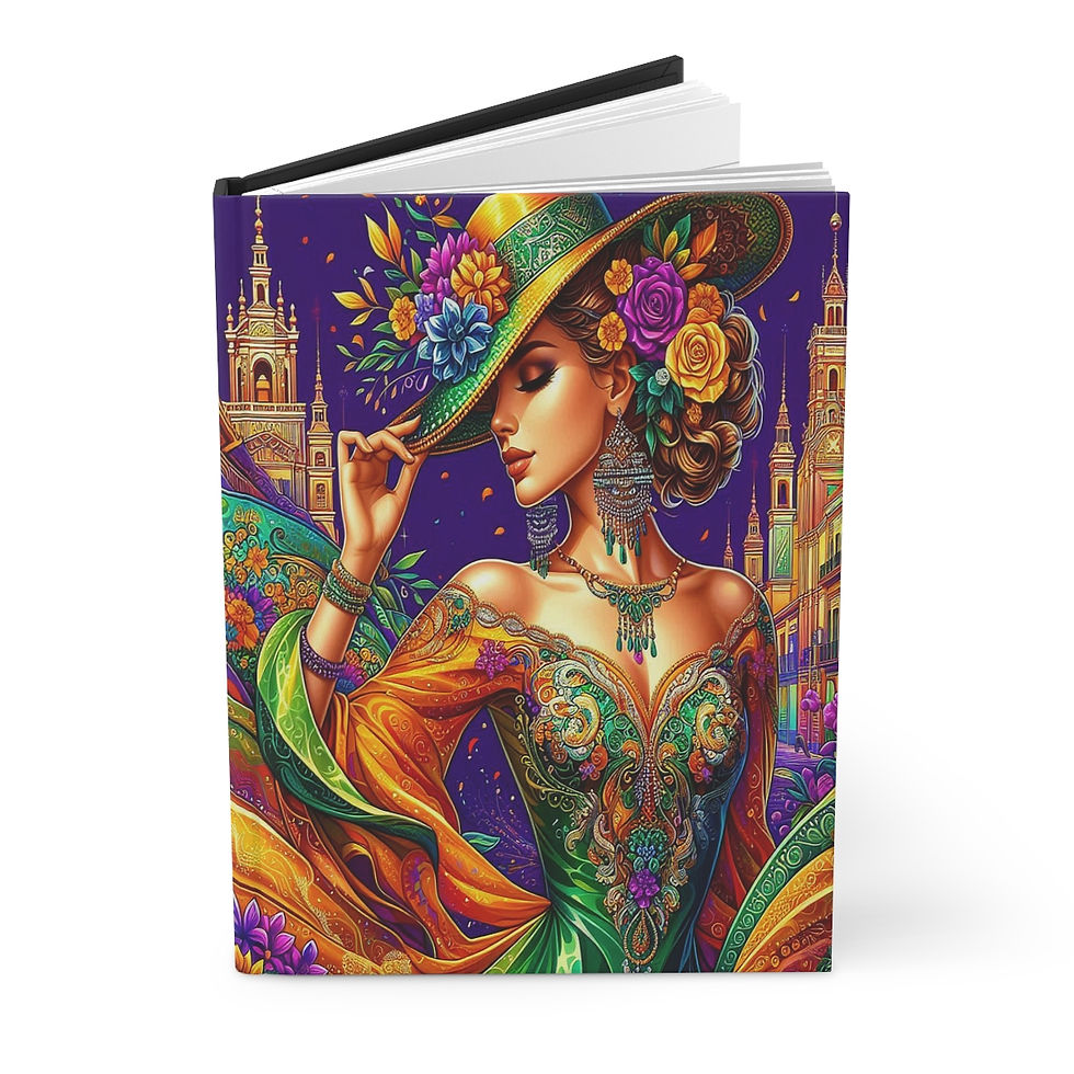 Thumbnail: Dancing Lady in Yellow and Green Hat Hardcover Journal Matte