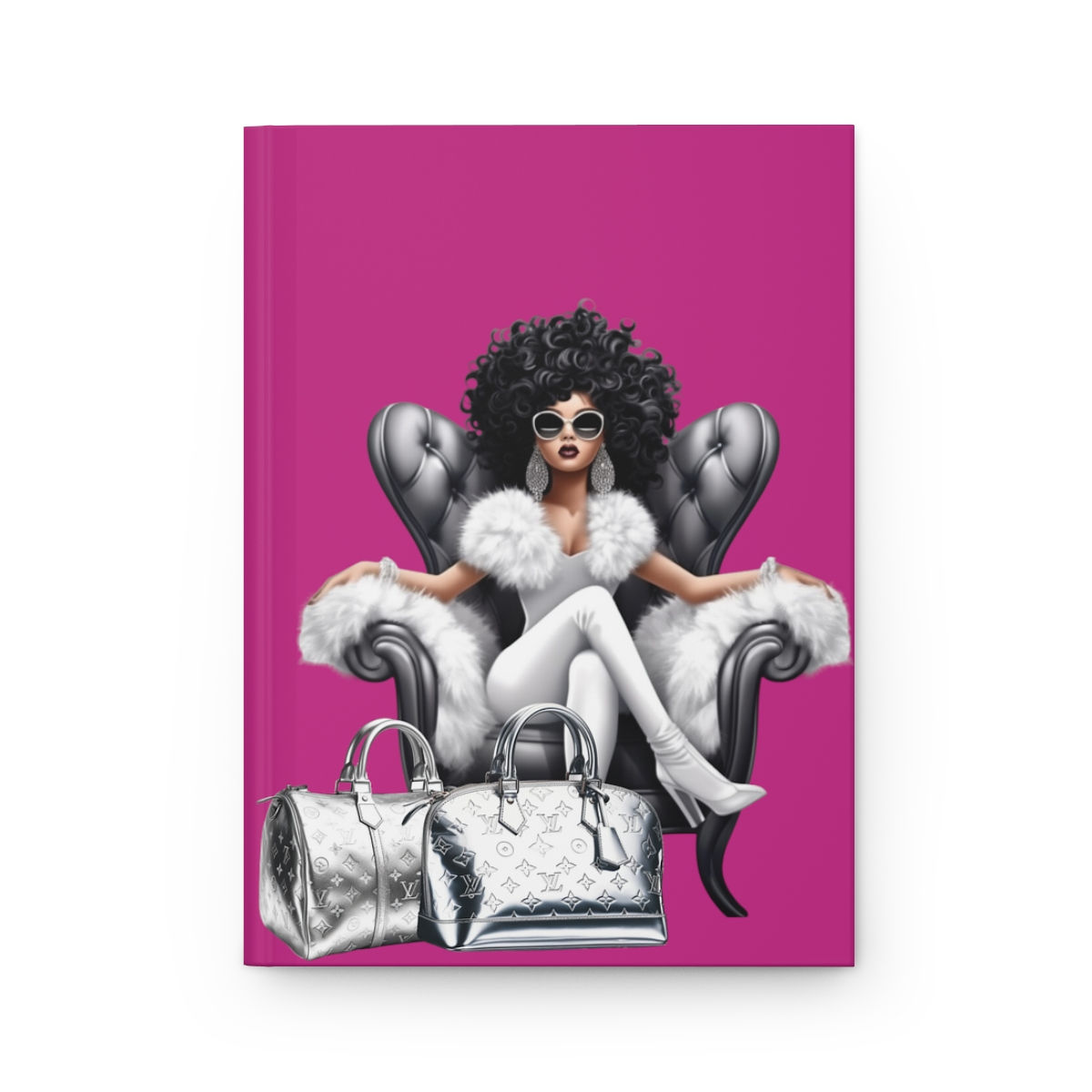 Lady in Black Chair - Pink Hardcover Journal Matte