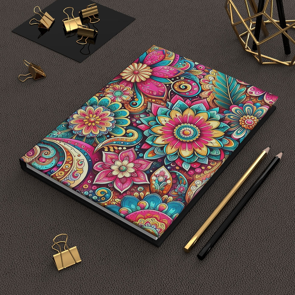 Thumbnail: Pink and Teal Flower Hardcover Journal Matte