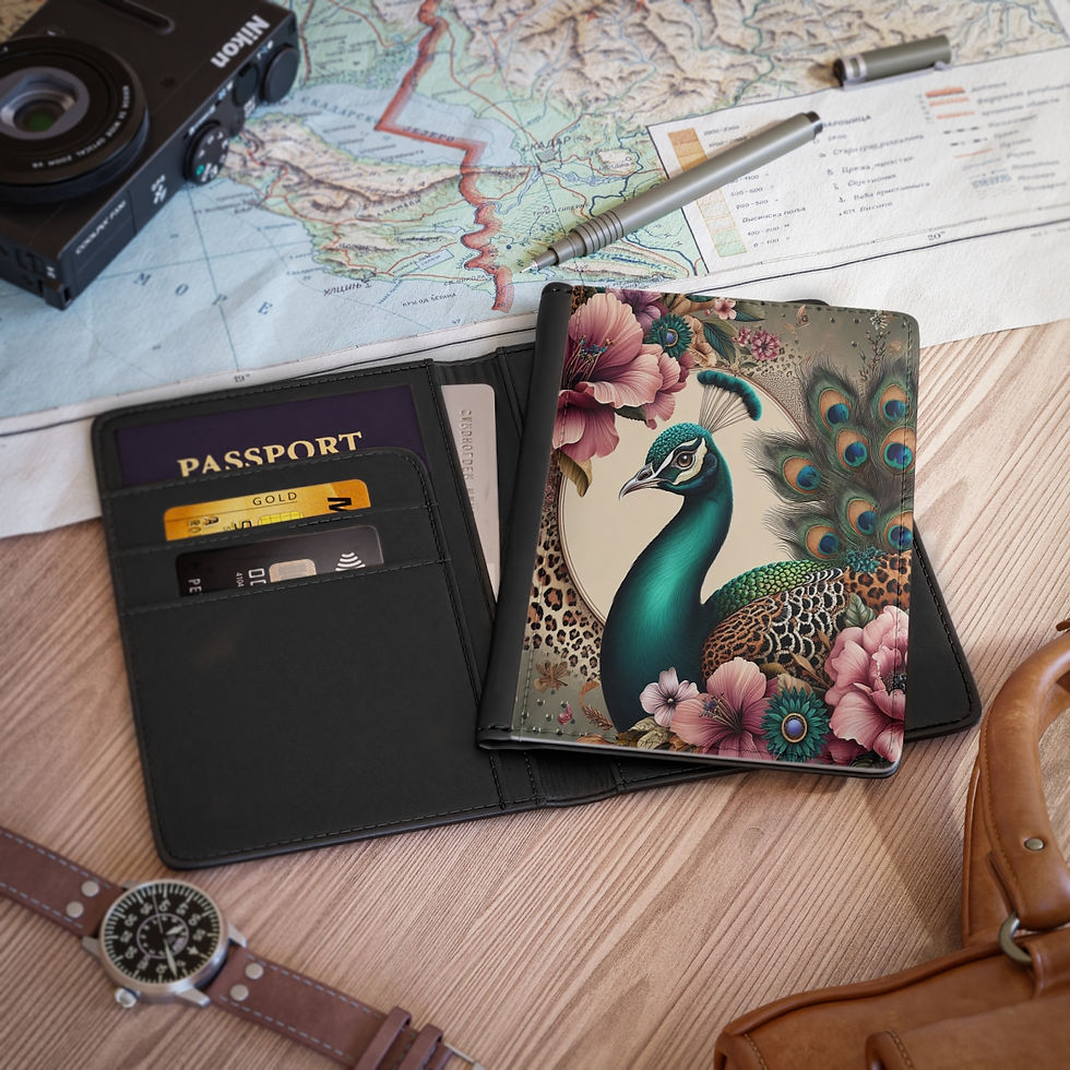 Thumbnail: Peacock with Animal Print Passport Cover