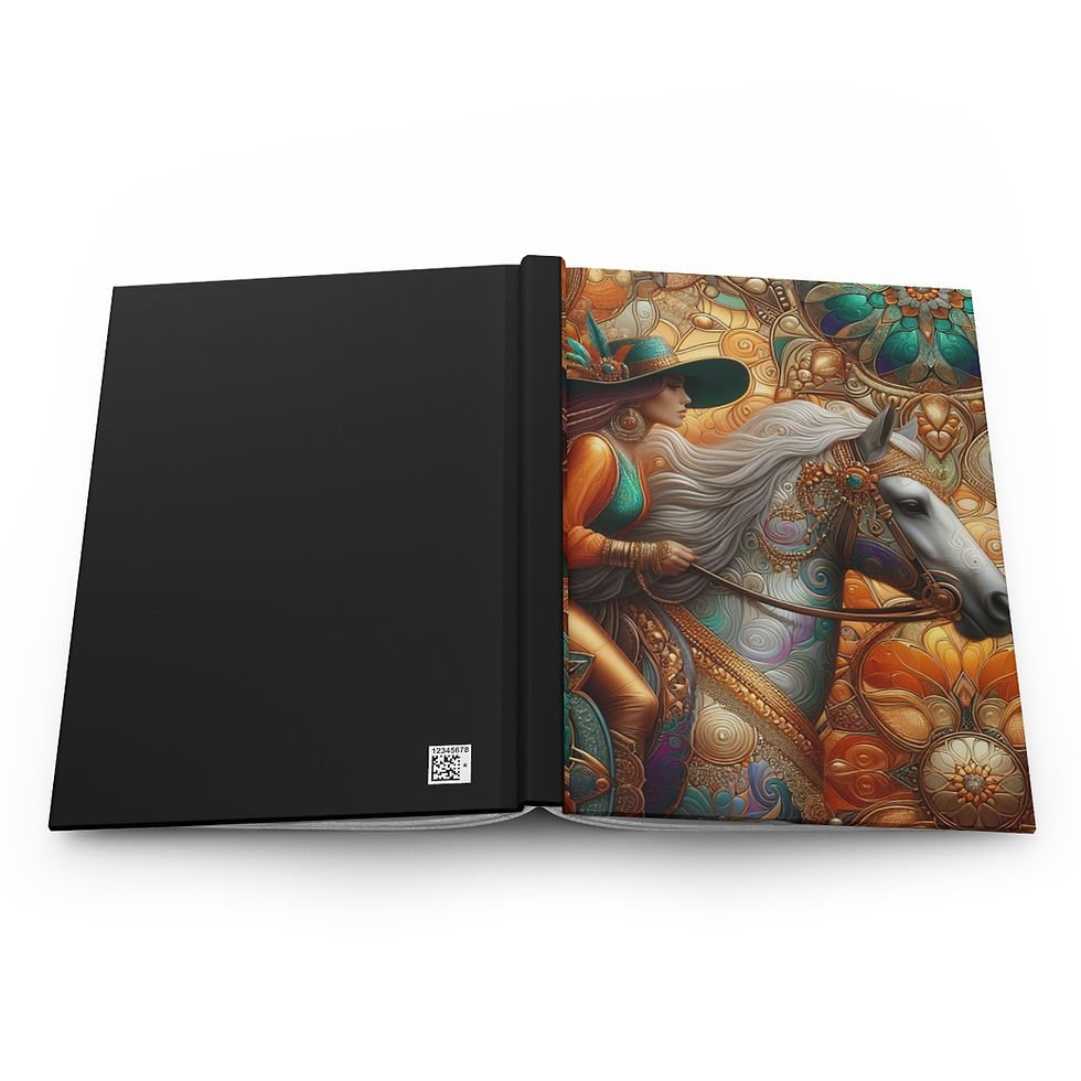 Thumbnail:  Woman on Horse Orange and Green Hardcover Journal Matte