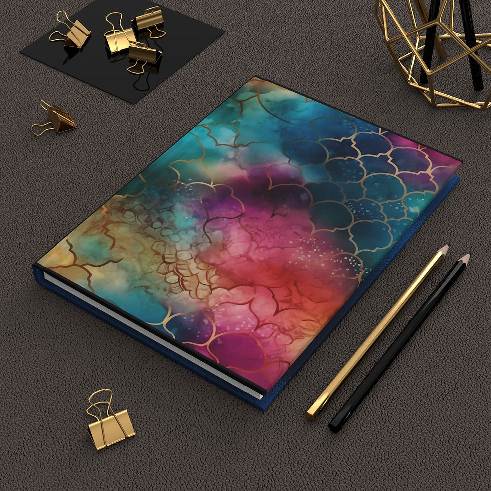 Thumbnail: Abstract Pink, Gold, Blue Hardcover Journal Matte