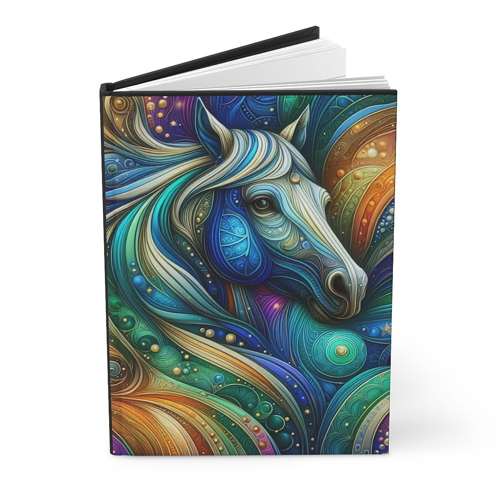 Thumbnail: Blue, Green, Gold Horse Hardcover Journal Matte