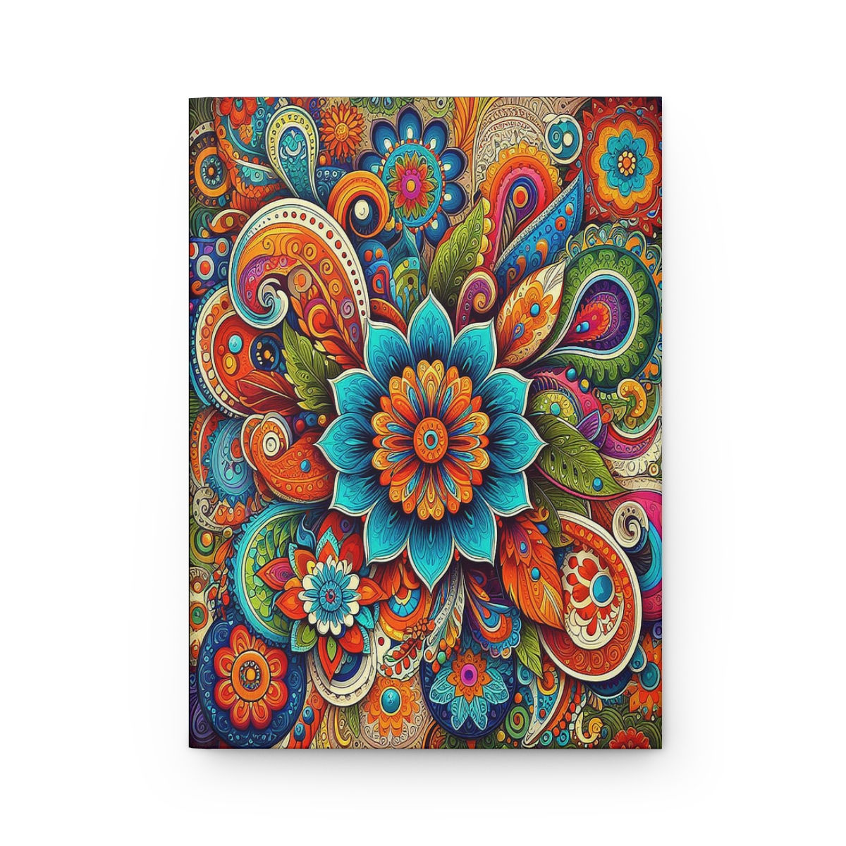 Turquoise and Orange Flower Hardcover Journal Matte