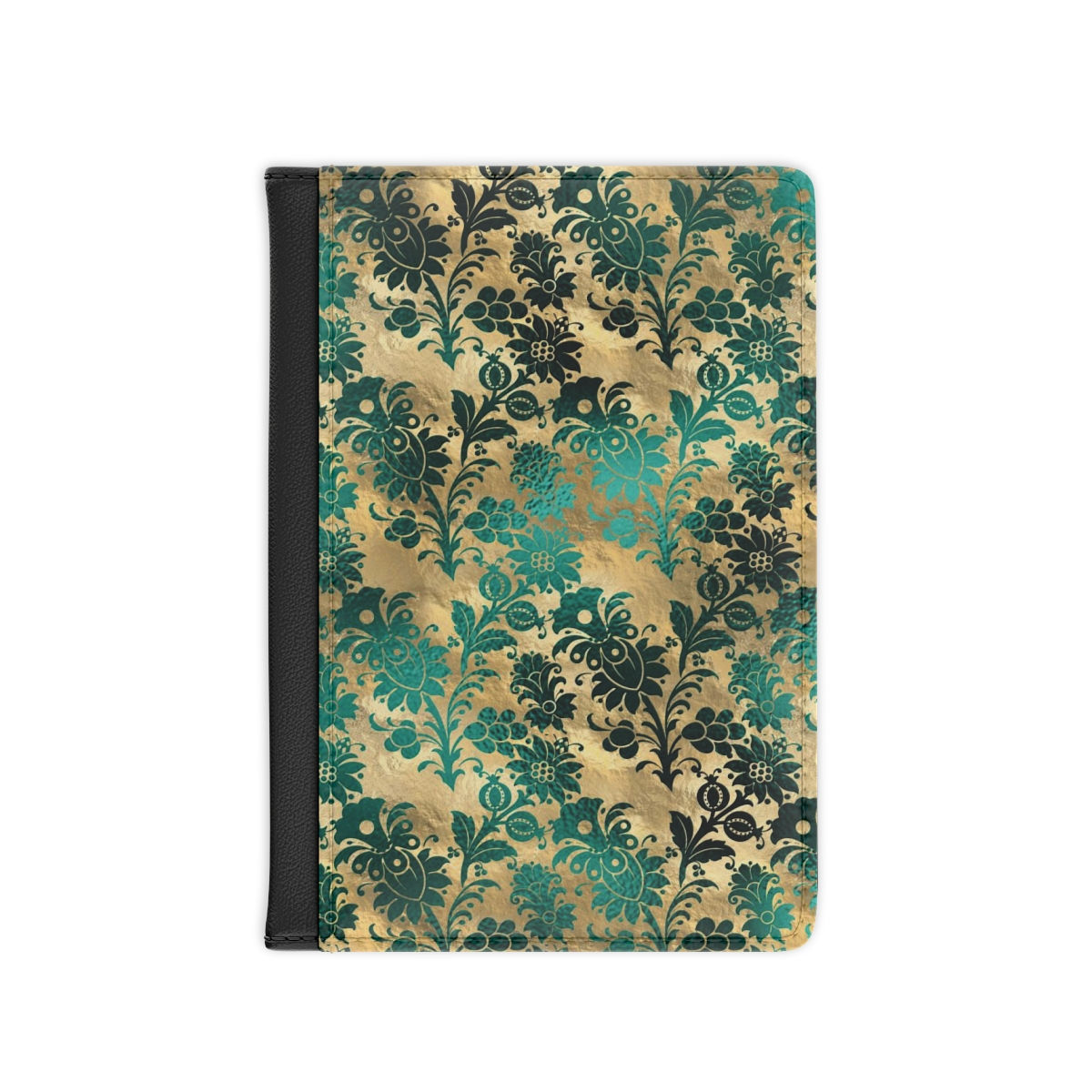 Teal and Gold Flowers Passport Cover
