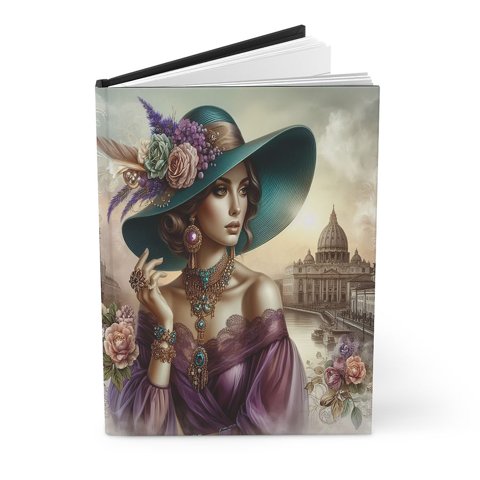 Thumbnail: Lady in Purple with Teal Hat Hardcover Journal Matte
