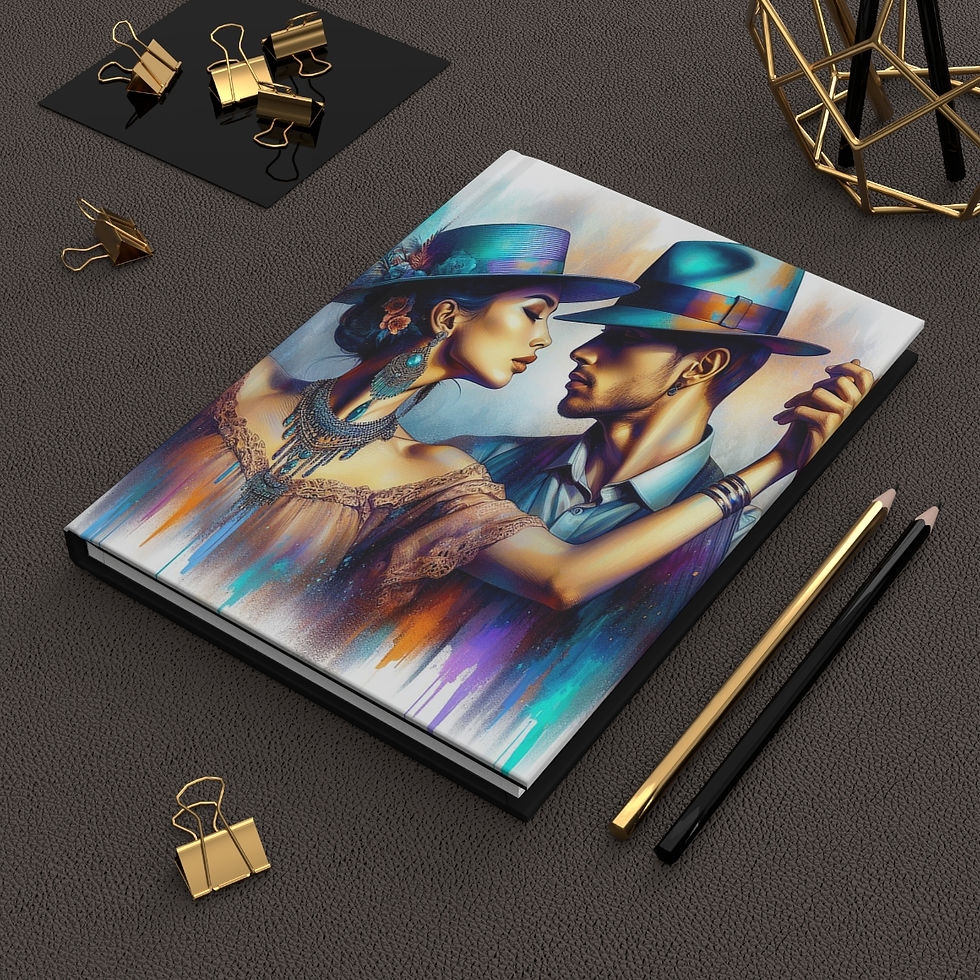 Thumbnail: Dancing Couple in Turquoise and Purple Hardcover Journal Matte
