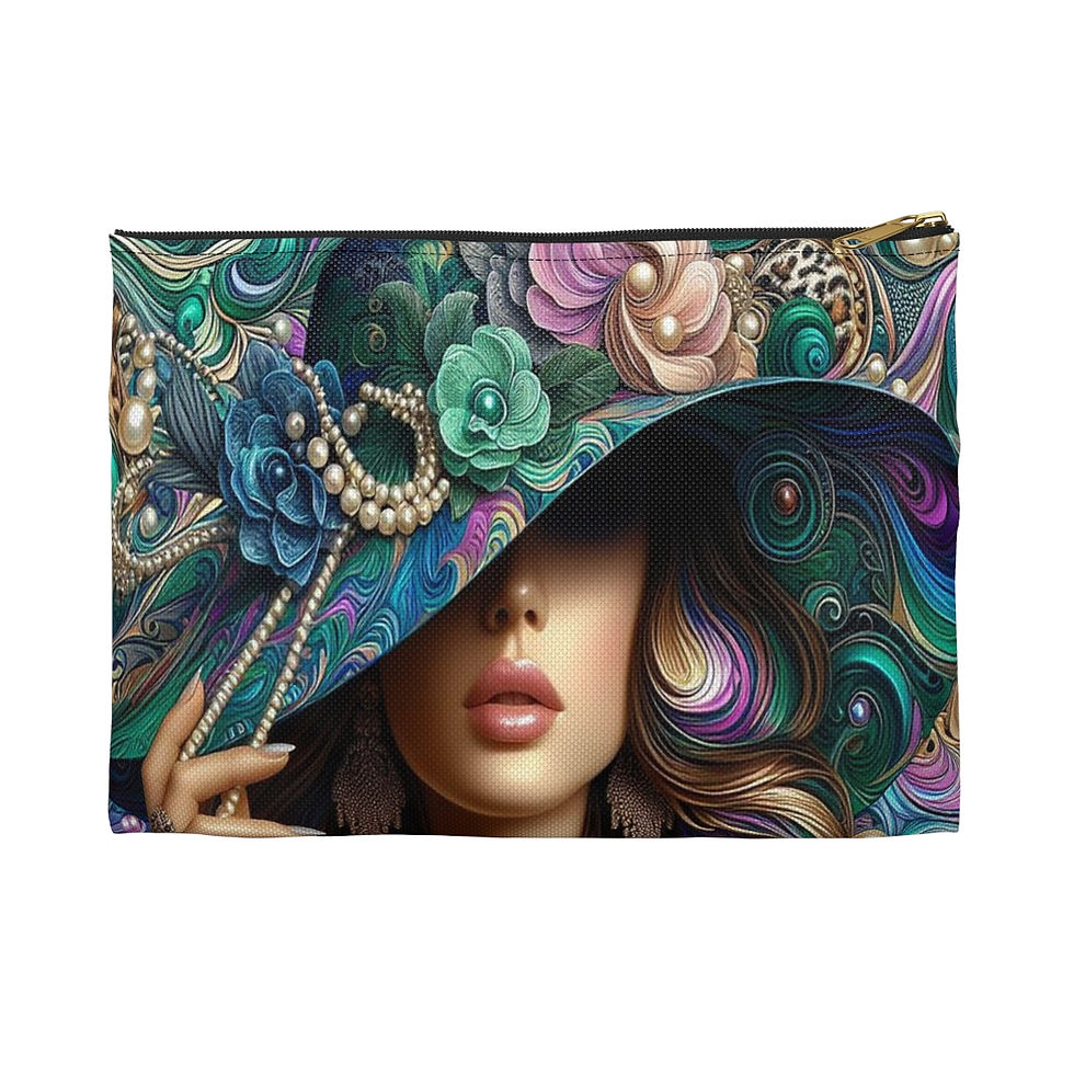 Thumbnail: Purple and Green Hat with Pearls Accessory Pouch