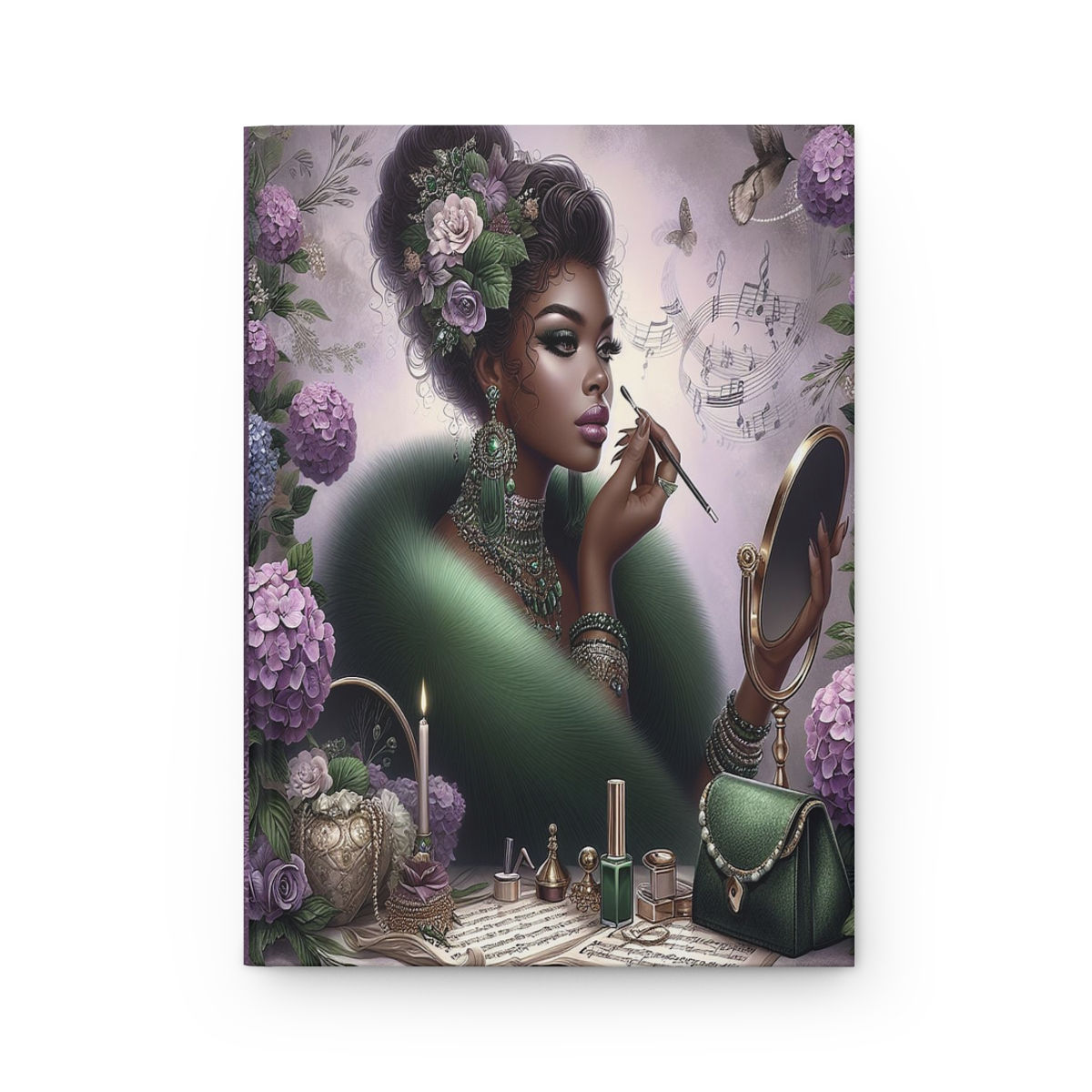 Makeup Artist in Green Fur Hardcover Journal Matte
