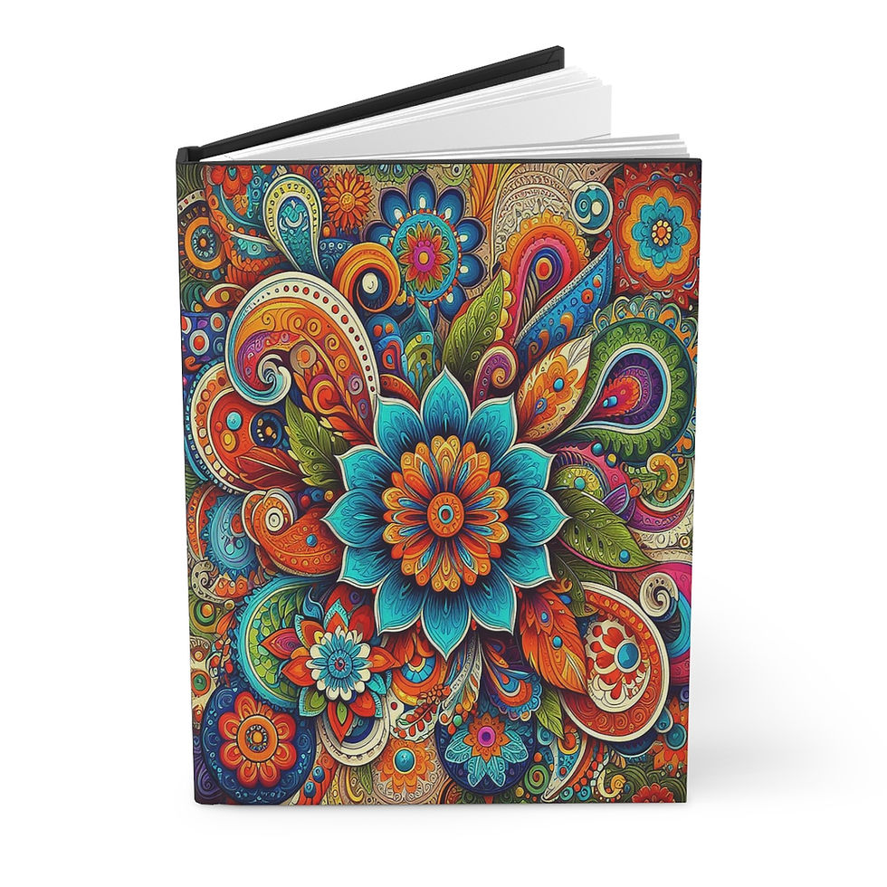 Thumbnail: Turquoise and Orange Flower Hardcover Journal Matte