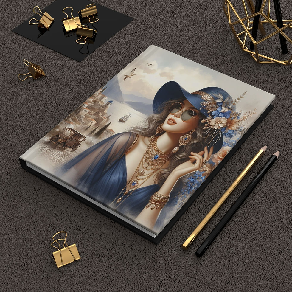 Thumbnail: Lady with Blue Hat and Sunglasses Hardcover Journal Matte